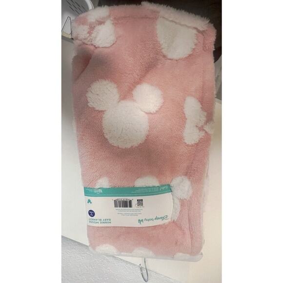 Disney Baby Girl Blanket Minnie Mouse  Pink Polka Dot Sherpa Plush Fleece NEW - Picture 2 of 5